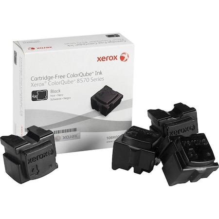 Xerox Colorqube Ink, 8600 Page Capacity, 4 Sticks, Black 4PK XER108R00930